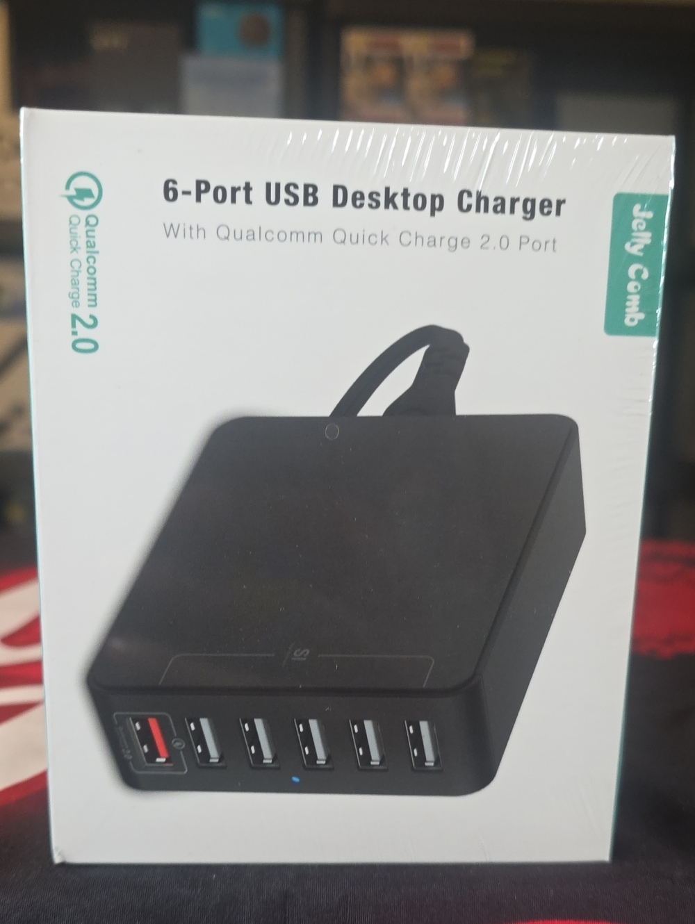 6-Port USB Desktop Charger - Black with Quick Charge 2.0 Port..Factory Sealed